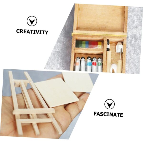 VICASKY Set Miniature Tavola da Pittura e Palette Colori per Casa delle Bambole