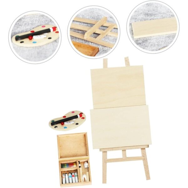 VICASKY Set Miniature Tavola da Pittura e Palette Colori per Casa delle Bambole