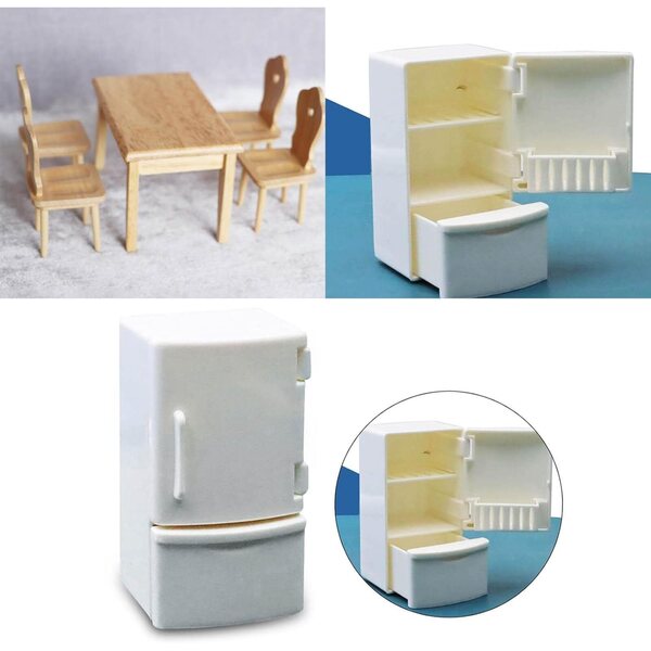 1:12 Mini-Kühlschrank für Puppenhaus, Küchenzubehör aus Kunststoff