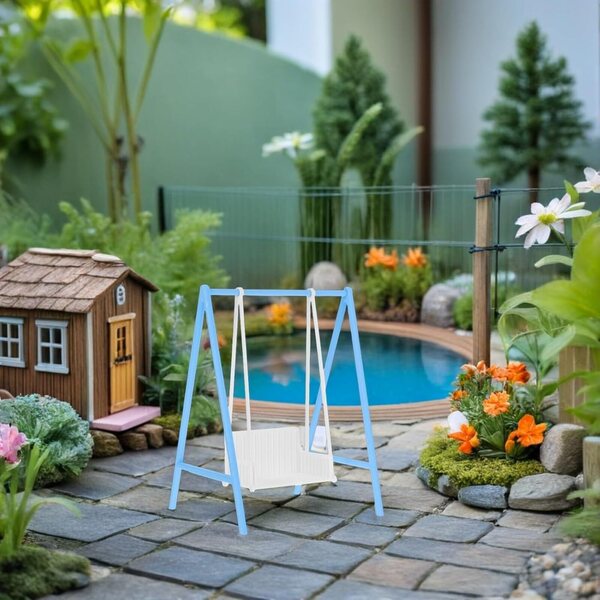 Altalena in Plastica Blu Miniatura 1:12 per Casa delle Bambole e Giardino delle Fate