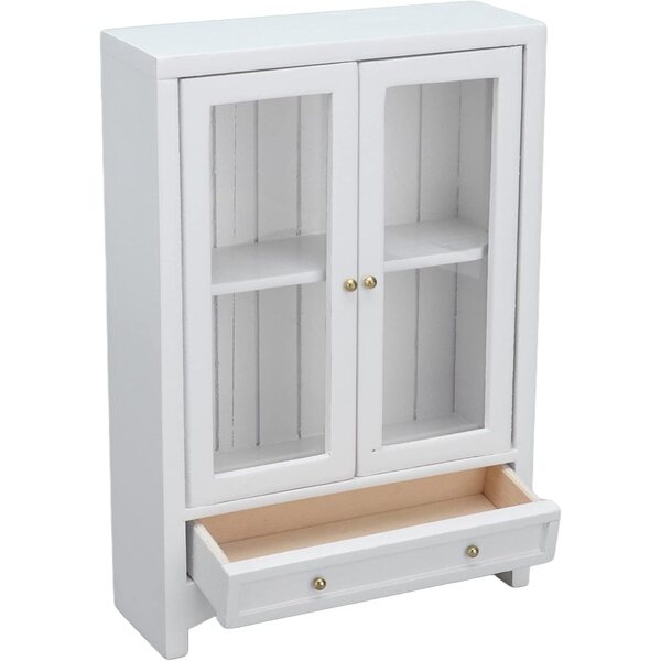 Armadio Casa delle Bambole 1:12 Stile Europeo Bianco a Due Ante in Legno di Betulla