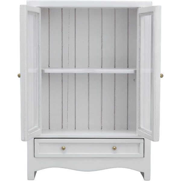 Armadio Casa delle Bambole 1:12 Stile Europeo Bianco a Due Ante in Legno di Betulla
