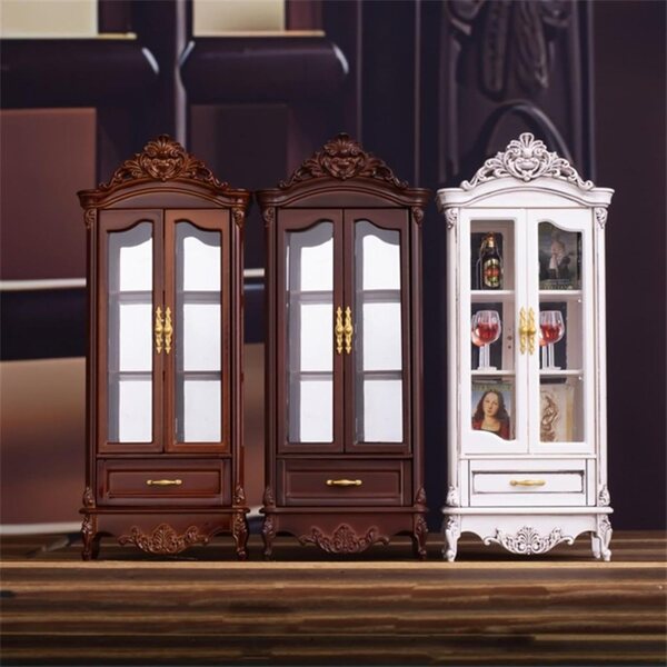 Vintage 1/12 Puppenhaus-Kleiderschrank – dekoratives Schrank- und Ausstellungsset