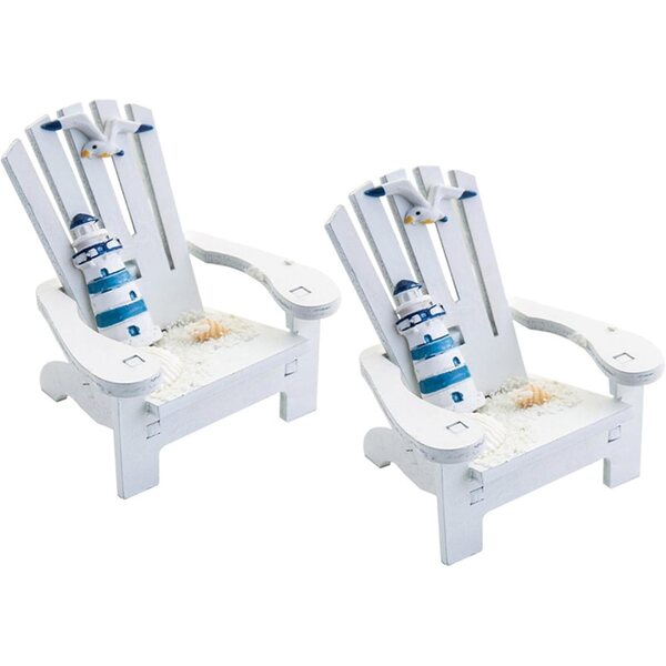 Holibanna Set 2 Mini Sedie da Spiaggia in Legno Bianco Decorative per Casa e Ufficio