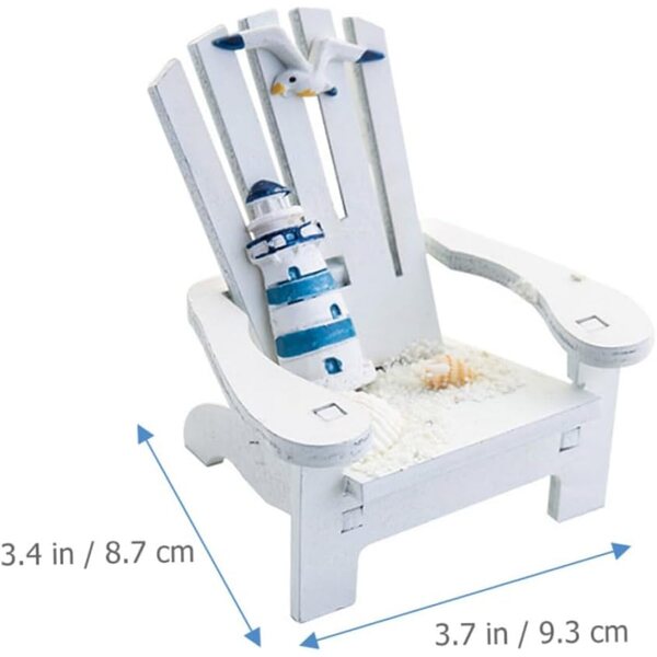 Holibanna Set 2 Mini Sedie da Spiaggia in Legno Bianco Decorative per Casa e Ufficio