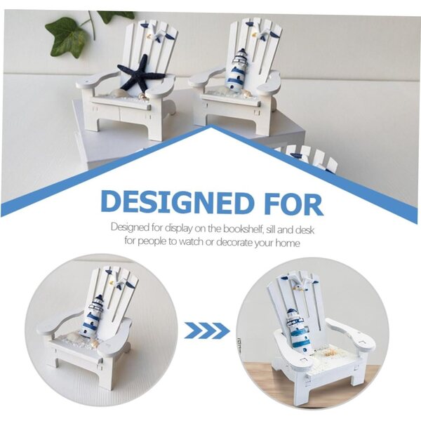Holibanna Set 2 Mini Sedie da Spiaggia in Legno Bianco Decorative per Casa e Ufficio