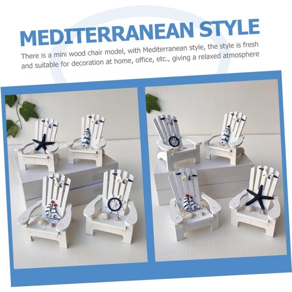 Holibanna Set 2 Mini Sedie da Spiaggia in Legno Bianco Decorative per Casa e Ufficio