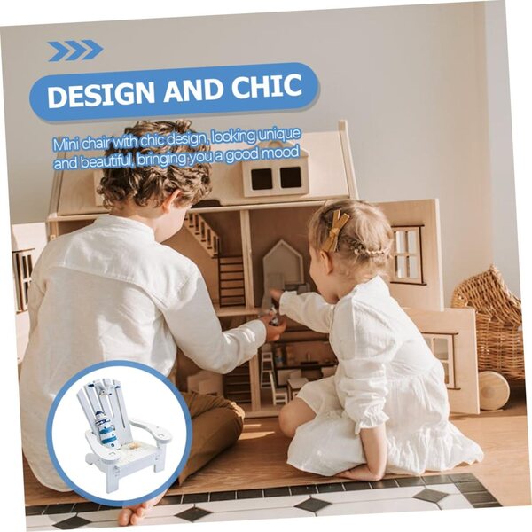Holibanna Set 2 Mini Sedie da Spiaggia in Legno Bianco Decorative per Casa e Ufficio
