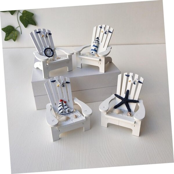 Holibanna Set 2 Mini Sedie da Spiaggia in Legno Bianco Decorative per Casa e Ufficio