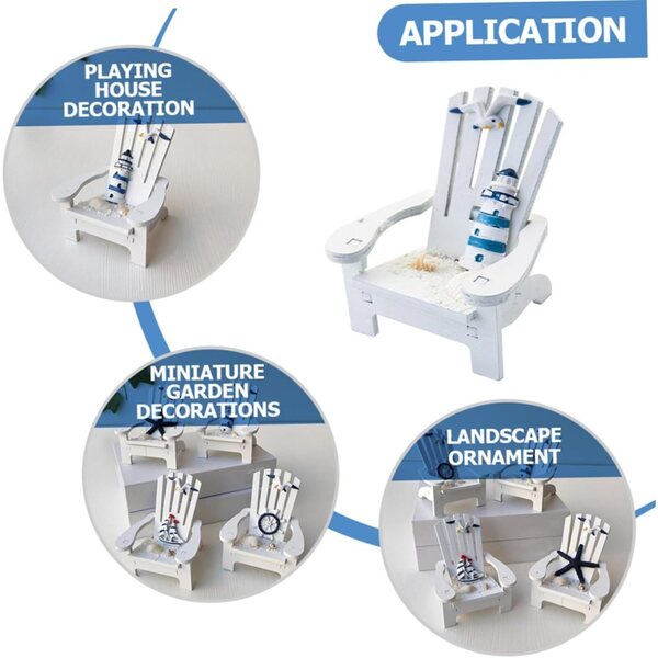 Holibanna Set 2 Mini Sedie da Spiaggia in Legno Bianco Decorative per Casa e Ufficio
