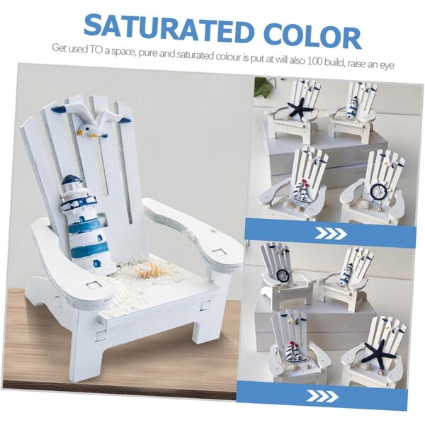 Holibanna Set 2 Mini Sedie da Spiaggia in Legno Bianco Decorative per Casa e Ufficio