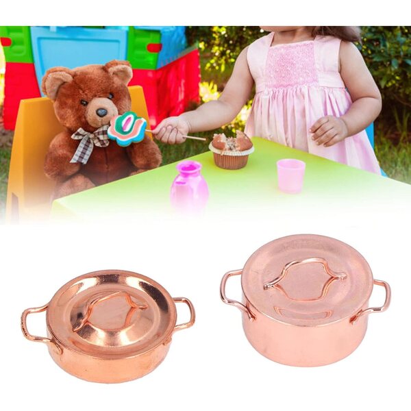 Vaso da cucina in lega per casa delle bambole 1:12 - set 2 pezzi - accessori decorativi