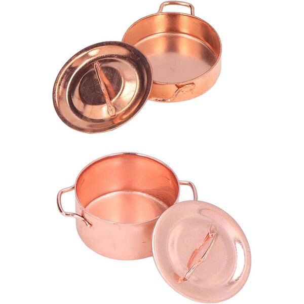 Vaso da cucina in lega per casa delle bambole 1:12 - set 2 pezzi - accessori decorativi