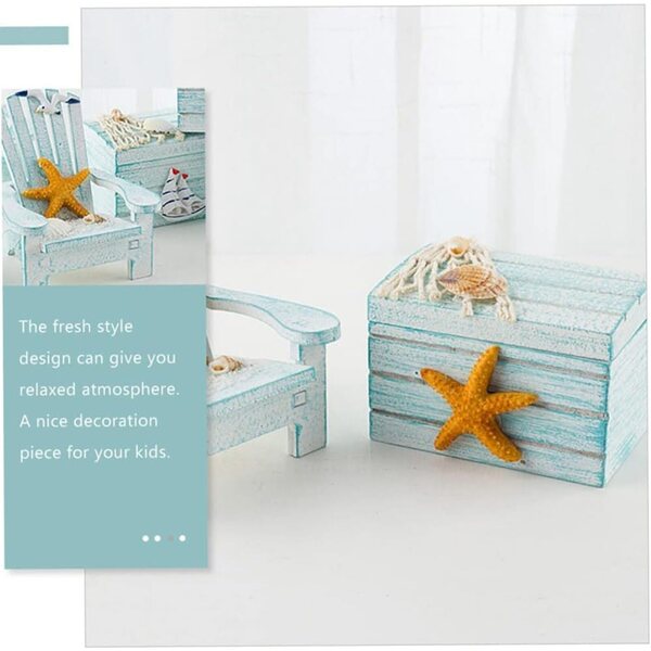 Mini sedia da spiaggia in legno stile mediterraneo con scatola decorativa