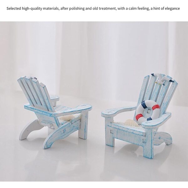 Mini sedia da spiaggia in legno stile mediterraneo con scatola decorativa