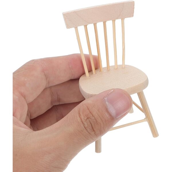 Miniatur-Holzstuhl für Pflanzen und Puppenhausdekorationen 8x4x3,5 cm