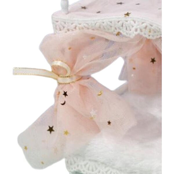 predolo Miniaturbett 1:12 für Puppenhaus, rosa Deko-Accessoire