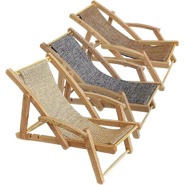 Mini Chaise en Bois für Puppenhaus, realistische Dekoration 15x6 cm