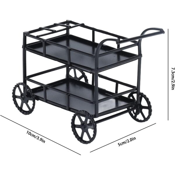 Carrello cucina miniatura in metallo 1:12, giocattolo realistico e supporto scrivania versatile