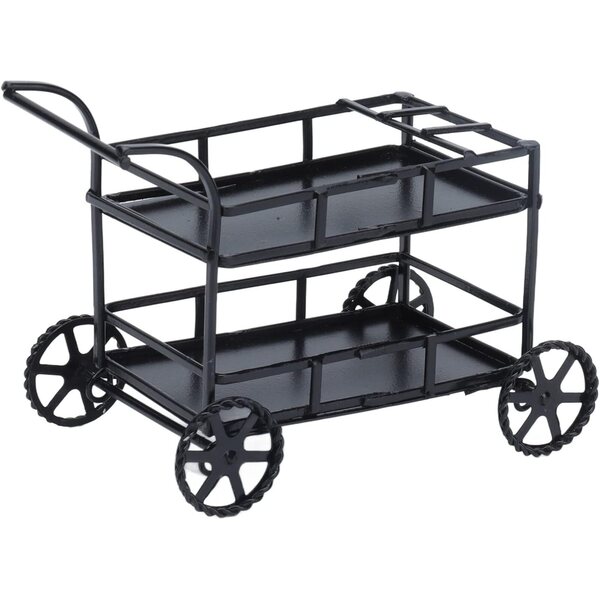 Carrello cucina miniatura in metallo 1:12, giocattolo realistico e supporto scrivania versatile