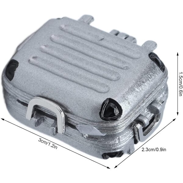 Mini-Koffer aus silbernem Aluminium für Landschaften und Puppenhäuser, 3 x 2,3 x 1,5 cm