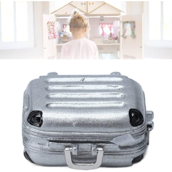 Mini-Koffer aus silbernem Aluminium für Landschaften und Puppenhäuser, 3 x 2,3 x 1,5 cm