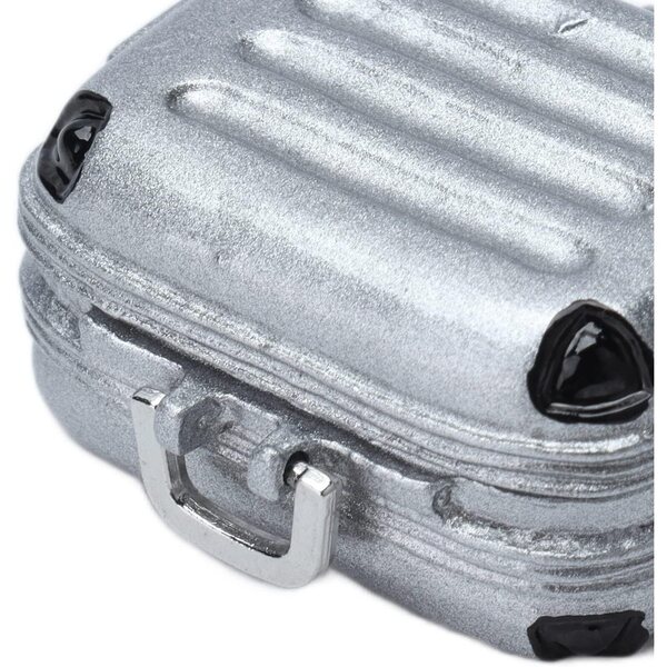 Mini-Koffer aus silbernem Aluminium für Landschaften und Puppenhäuser, 3 x 2,3 x 1,5 cm