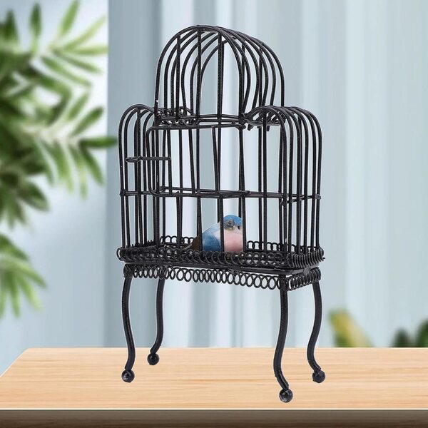 Miniatura Gabbia per Uccelli in Metallo con Accessori per Casa delle Bambole 1:12