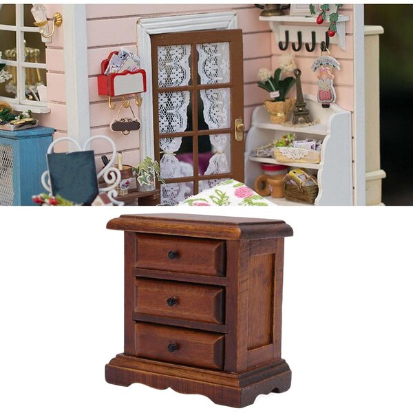 Mini Tavolino da Comodino in Legno di Betulla 1:12 per Casa delle Bambole