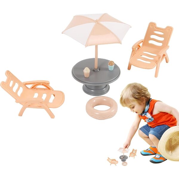 Miniatur-Stranddekorationen aus Polypropylen für Häuser und Puppen, Komplettset
