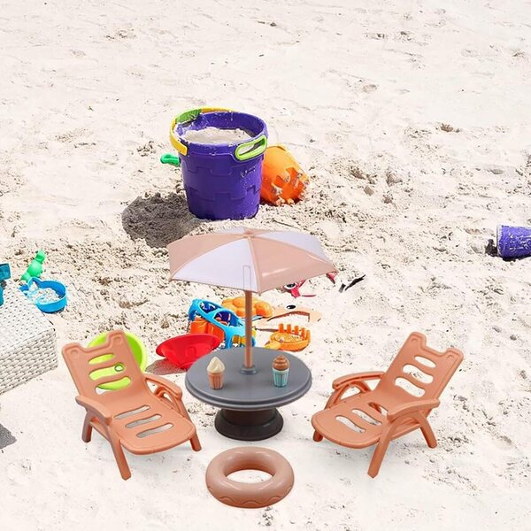 Miniatur-Stranddekorationen aus Polypropylen für Häuser und Puppen, Komplettset