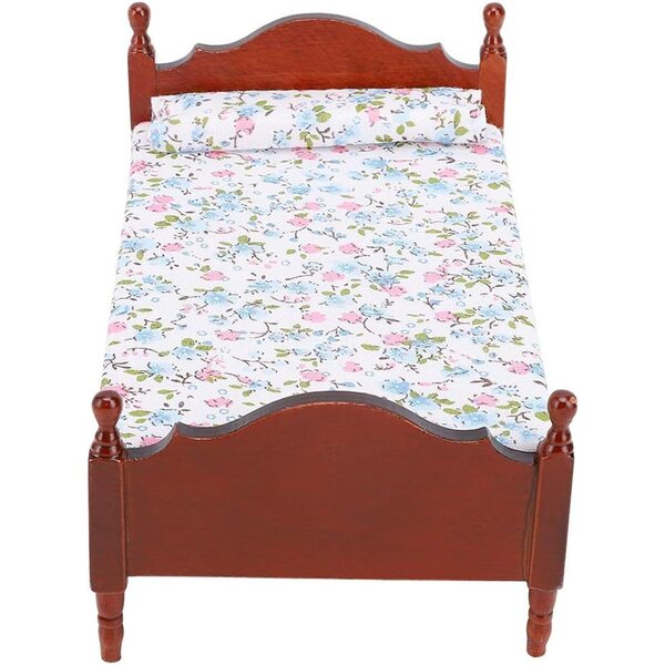Letto Miniatura 1:12 in Legno colore Sequoia per Casa delle Bambole - DriKou