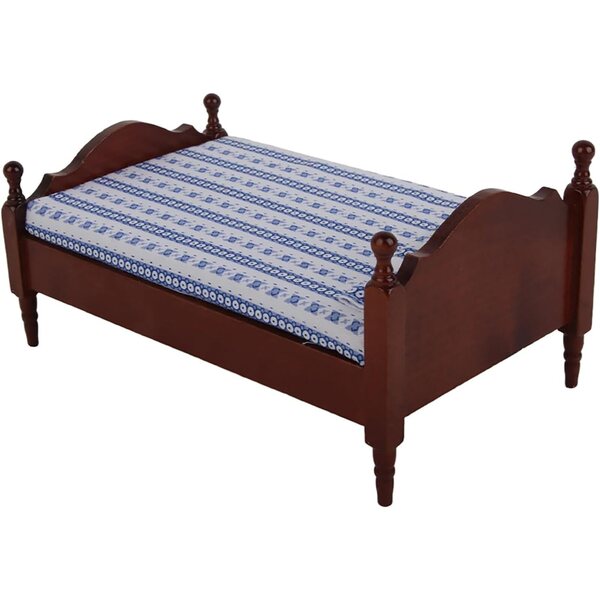 Letto miniatura in legno color sequoia 1:12 per casa delle bambole decorativa