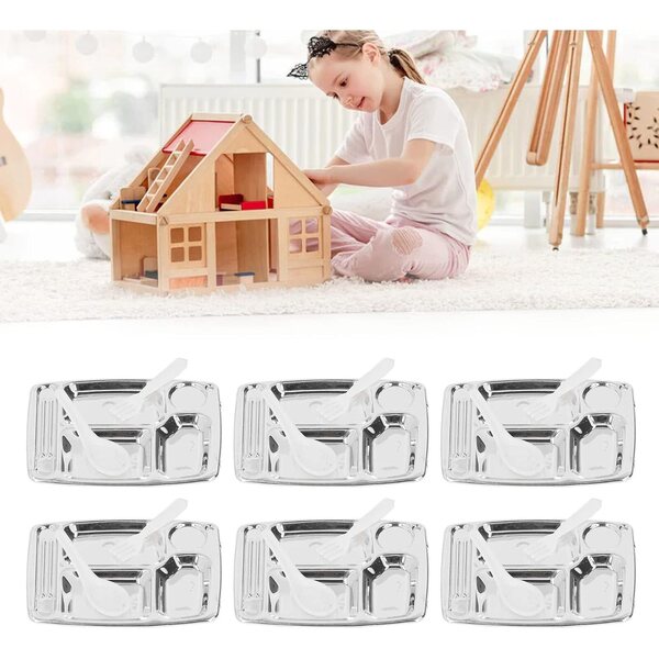 Set mit 20 geteilten Mini-Harztellern mit Besteck für Puppenhäuser im Maßstab 1:12 und 1:6