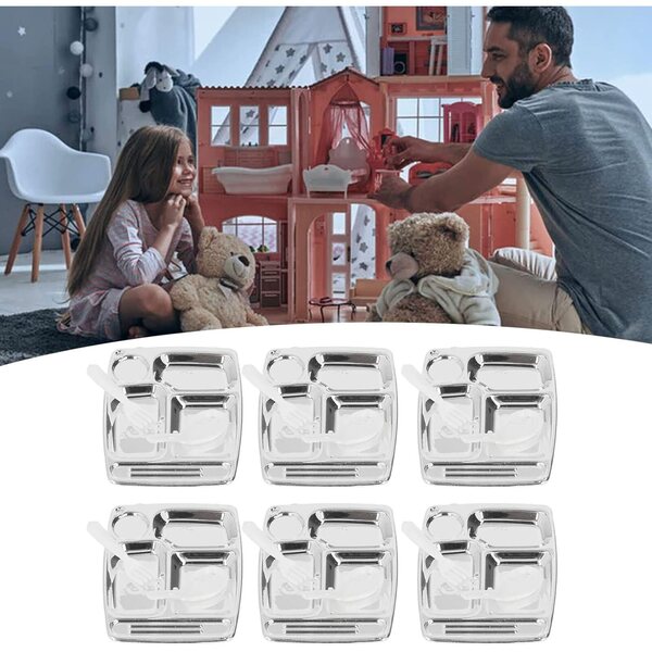 Set mit 20 geteilten Mini-Harztellern mit Besteck für Puppenhäuser im Maßstab 1:12 und 1:6