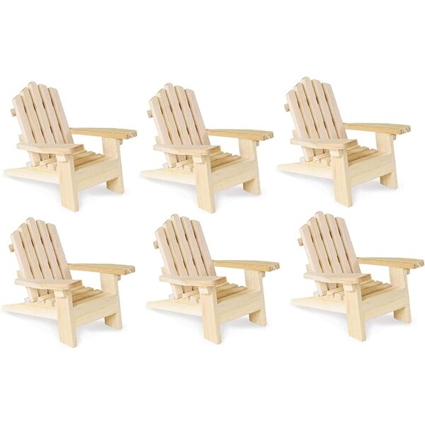 Комплект от 6 миниатюрни дървени столчета Adirondack 12,7 см за куклени къщи и хобита