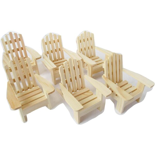 Set 6 Sedie Adirondack in Legno Miniatura 12,7 cm per Case Bambole e Hobby