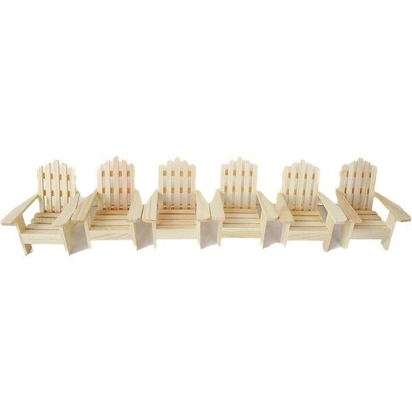 Set 6 Sedie Adirondack in Legno Miniatura 12,7 cm per Case Bambole e Hobby