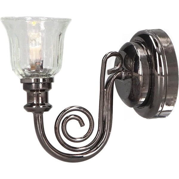 1:12 Vintage LED-Wandleuchte für Puppenhaus aus Metall mit warmem Licht