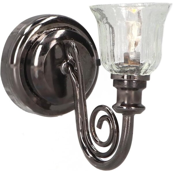 1:12 Vintage LED-Wandleuchte für Puppenhaus aus Metall mit warmem Licht