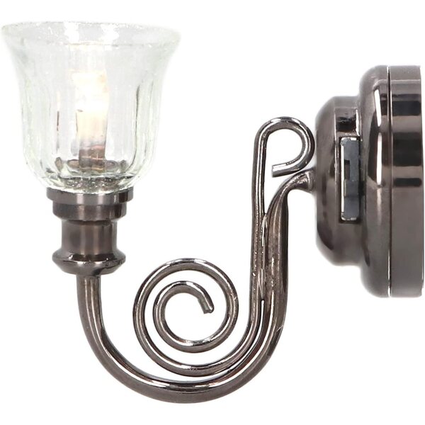 1:12 Vintage LED-Wandleuchte für Puppenhaus aus Metall mit warmem Licht