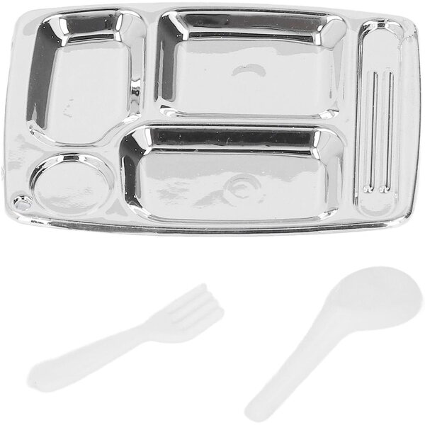 Set mit 20 geteilten Tellern aus Silberharz mit Besteck für Puppenhäuser 1/12 1/6