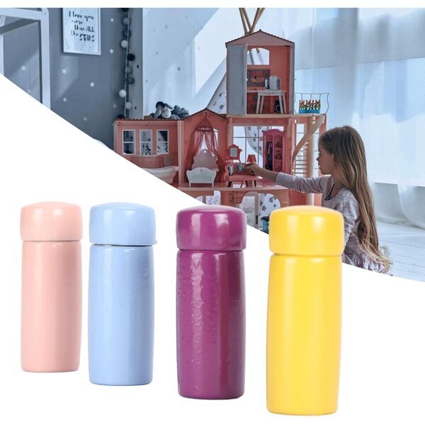 Mini-Isolierflaschen für Puppenhaus, 4 Farben, sicheres Lernspiel