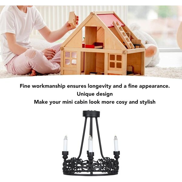 Lustre Miniatura per Casa delle Bambole 1:12 con Perle Acriliche, Lampada a Sospensione a Batterie