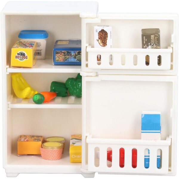 1:18 Mini-Puppenhaus-Kühlschrank mit 15 Zubehörteilen, realistisches Kunststoffspielzeug