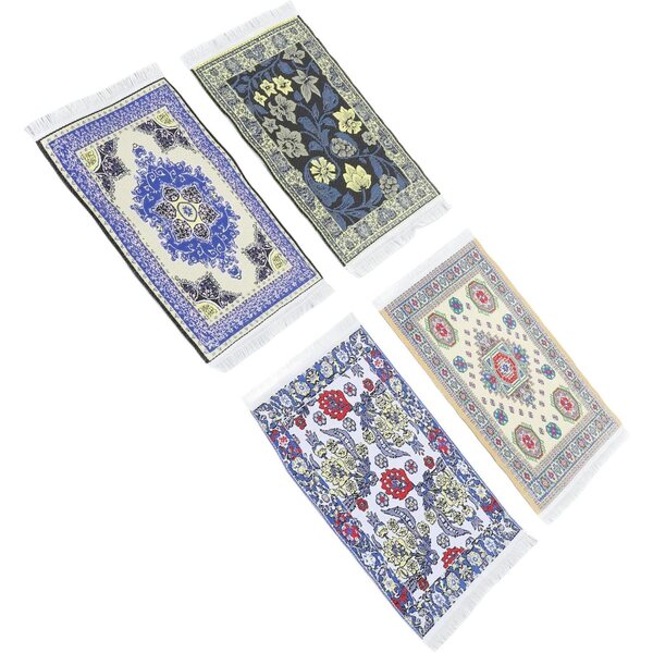 Tappeto Vintage Miniatura per Case delle Bambole in Tessuto Morbido 9,8x16 cm, Set 4 Pezzi