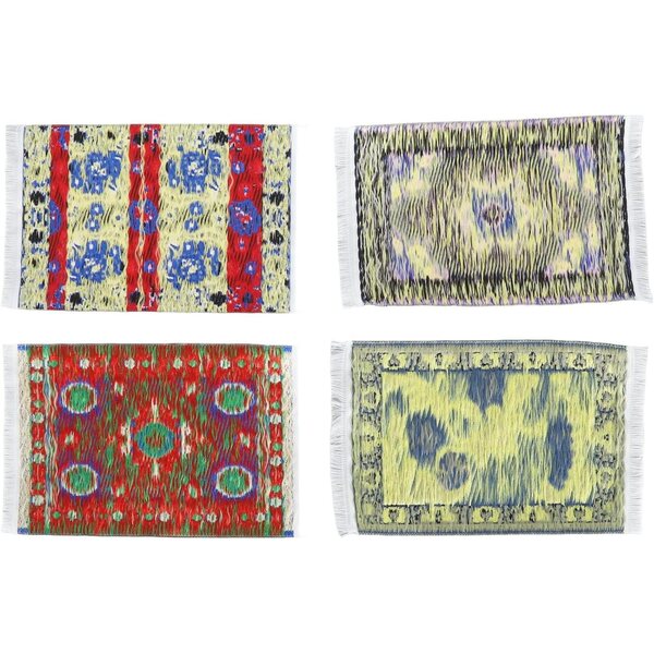 Tappeto Vintage Miniatura per Case delle Bambole in Tessuto Morbido 9,8x16 cm, Set 4 Pezzi