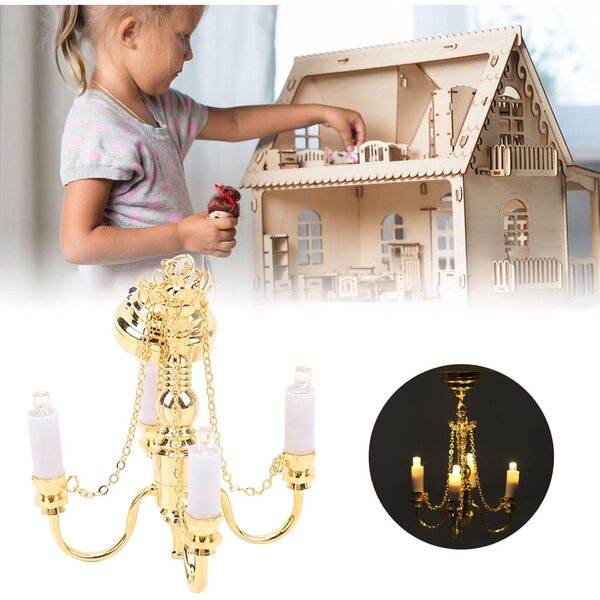 Golden Lustre 1/12 4-köpfiges Puppenhaus-Miniatur, batteriebetrieben