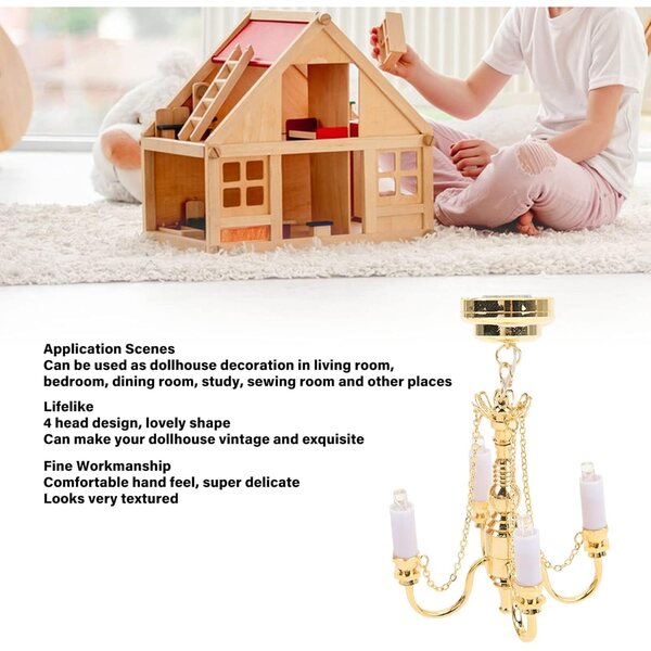 Golden Lustre 1/12 4-köpfiges Puppenhaus-Miniatur, batteriebetrieben