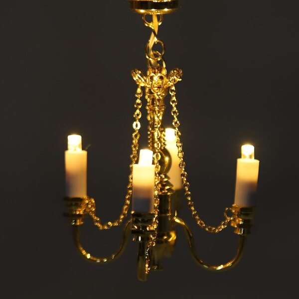 Golden Lustre 1/12 4-köpfiges Puppenhaus-Miniatur, batteriebetrieben